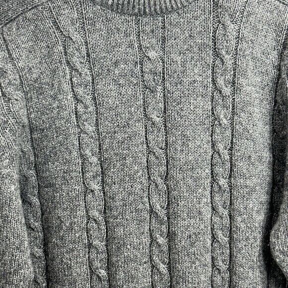 Manhattan‎ Sport Mens Large VTG Wool/ Acrylic Cable Knit Sweater Gray - Picture 2 of 11